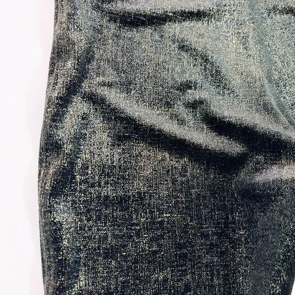 Spanx Leggings Womens Medium Black Gold Velvet Shine Metallic High Rise - Picture 7 of 10